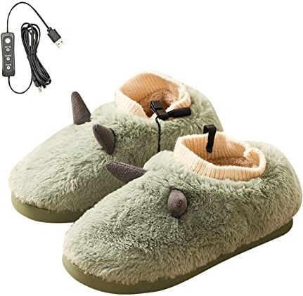 Surakey 1 paio di pantofole riscaldate per piedi elettriche USB da donna, in peluche, invernali, lavabili, per ufficio, casa