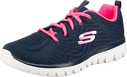 Skechers Graceful Get Connected, Sneaker Donna, Blu Navy Mesh Hot Pink Trim, 41 EU