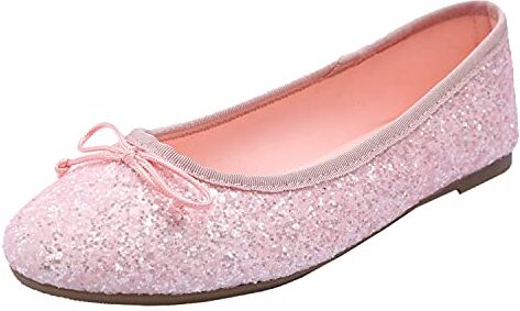 Feversole Ballerina in Vernice Colorata con Cuscino in Memory Foam per amaretti da Donna Glitter Rosa Baby 40 EU