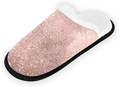 CHIFIGNO Pantofole da donna in pile corallo per l'inverno caldo interno pantofole rosa oro glitter camera da letto scarpe feltro panno antiscivolo suola