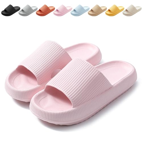 Calish Ciabatte Uomo Donna Casa Aperte Pantofole Comode Slide Ciabatte Nuvole Ultra Morbide Pantofola Sandalo Estive Ciabatte da Mare Spiaggia Piscina Unisex, Rosa, 40-41 EU