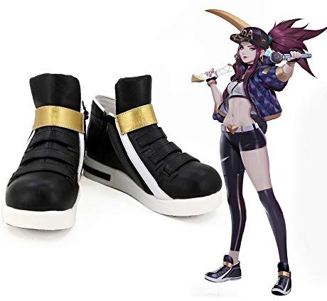 GJBXP Game Lol Kda Akali Cosplay Shoes Akali Cosplay Boots For Adult Women Black Shoes 38