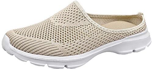 Sisttke Zoccoli e Sabot Donna Uomo Leggero Comode Traspiranti Pantofole da Casa Scarpe da Mare Estate Antiscivolo Casual Ciabatte all'aperto,Beige-GG,36 EU