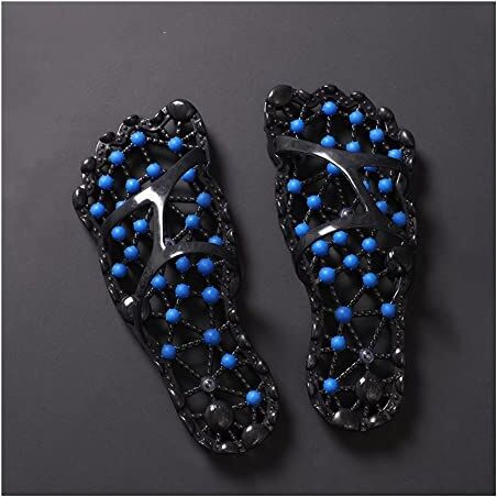 LUXRUB Pantofole Da Massaggio Uomini Donne Suola Particelle Salute Terapia Del Piede Sandali Scarpe Antiscivolo Ad Asciugatura Rapida Bagno Casa Fornire Sollievo Dolore Neuropatia Artrite (Color : Black blu