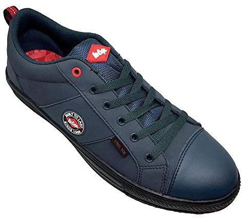 Lee Cooper Workwear Scarpe in pelle LCSHOE054 delle donne degli uomini unisex PU/Nubuck sicurezza sul lavoro classici di baseball SB/SRA, Navy, Size 10 UK/EU 44