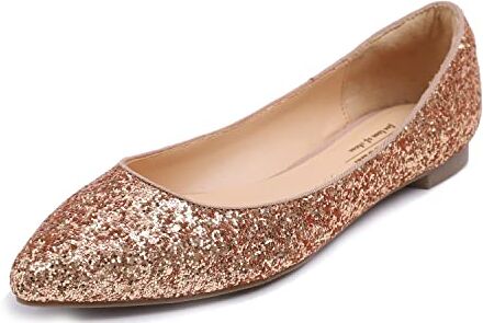 Feversole Ballerina in Paillettes Luccicanti Colorata con Cuscino in Memory Foam per amaretti da Donna Peltro Taglie 37.5