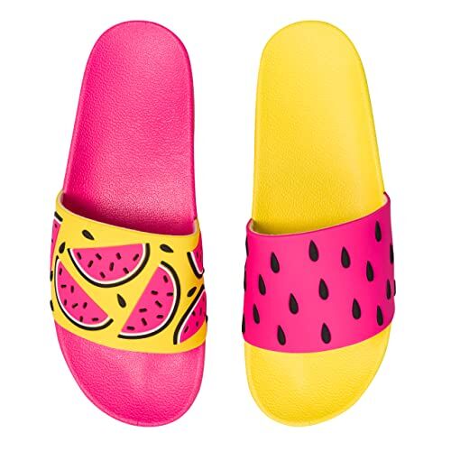 Dedoles Ciabatte Donna Uomo & Bambini Sandali per Spiaggia e Piscina con tanti Design Patatine Fiori Volpe Lama Nuvole Ketchup Regalo, Color: Anguria succosa, 41 EU