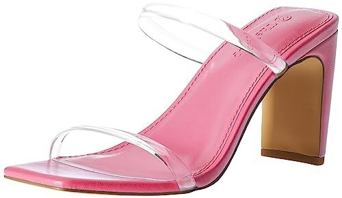 The Drop Avery Square Toe Two Strap High Heeled Sandal da Donna, Rosa Trasparente, 38.5