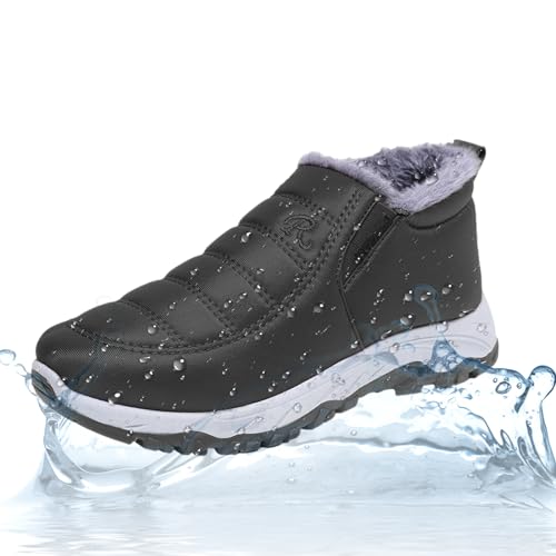 Eelogoo Doposci,Stivali invernali caldi e resistenti all'acqua   Stivaletti per donna e uomo, stivali alla moda con fodera in pelliccia, stivali slip on per interni ed esterni