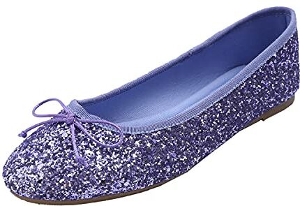 Feversole Ballerina in Vernice Colorata con Cuscino in Memory Foam per amaretti da Donna Glitter Lavanda 38.8 EU