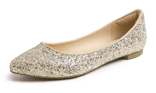 Feversole Ballerina in Paillettes Luccicanti Colorata con Cuscino in Memory Foam per amaretti da Donna Oro Chiaro Taglie 39