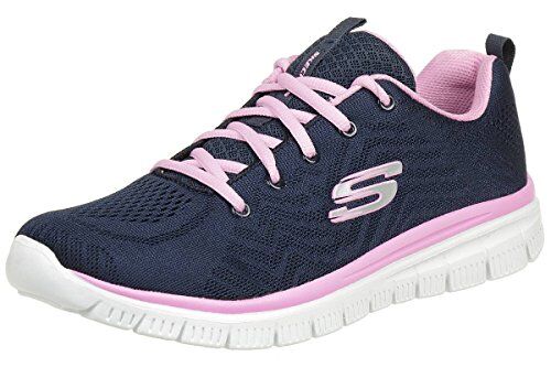 Skechers Graceful Get Connected, Sneaker Donna, Blu Navy Mesh Pink Trim, 36 EU