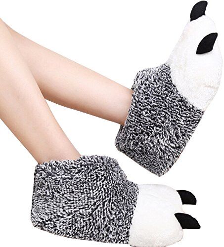 ZUMUii Butterme Unisex Polar Bear Paw Pantofole Inverno Caldo Stivali Peluche Casa Scarpe Furry Animal Paw House Pantofole(Grigio,S/EU 36-37)