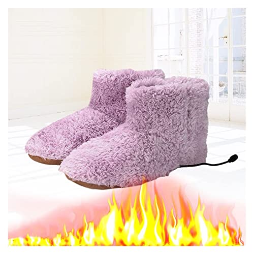 MASKIS Caldo scaldapiedi pantofole riscaldanti scarpe elettriche lavabili comode e comode scaldapiedi in peluche riscaldamento invernale caldo stivale termico per donna uomo ricarica USB (colore: rosa per donna)