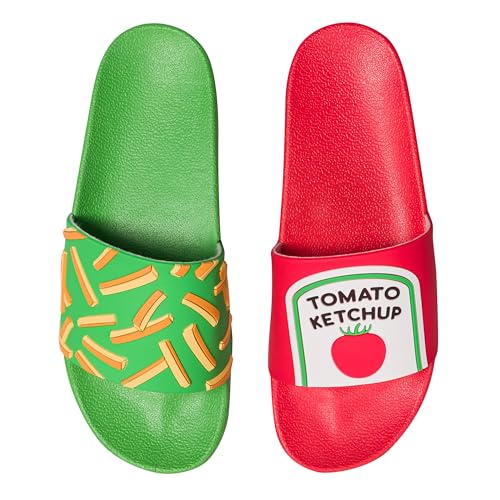 Dedoles Ciabatte Donna Uomo & Bambini Sandali per Spiaggia e Piscina con tanti Design Patatine Fiori Volpe Lama Nuvole Ketchup Regalo, Color: Patatine fritte e ketchup, 42 EU