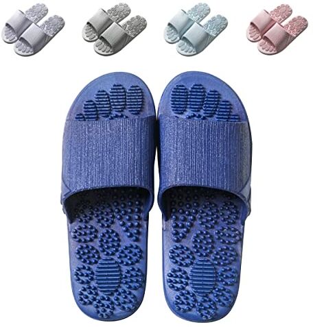 YCKEGEW Pantofole Da Massaggio Agopuntura Riflessologia Massaggio Sandali Sandali Da Donna Terapeutici Di Agopressione Del Piede Scarpe Da Casa Antiscivolo Per Bagno Doccia (Color : Dark blue, Size : 42-43