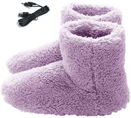 MASKIS Scaldapiedi, Elettrico USB Riscaldatore Piede Pantofole Riscaldate a freddo, Donne Inverno Caldo Pantofola, Uomini Peluche Fodera Home Pantofola Interna Scarpe(Color:Pink)