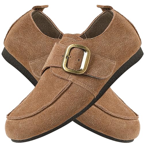 AEHO Scarpe per Piedi Gonfi in Suede Fashion Scarpe Mocassini Slip On da Donna Platform Piatta Forma Mocassini Piatti Casual da Donna,Marrone,38/240mm