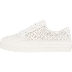 Tommy Hilfiger Donna Sneakers Vulcanizzate Monogram in Pelle, Avorio (Ivory Petal), 40 Tommy Hilfiger Donna Sneakers Vulcanizzate Monogram in Pelle, Avorio (Ivory Petal), 40