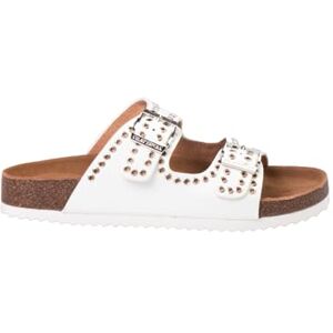 CHATTAWAK Mule Bianche con Occhielli Metallici e Fibbie ad ardiglione sul Lato, Bianco, 39 EU CHATTAWAK Mule Bianche con Occhielli Metallici e Fibbie ad ardiglione sul Lato, Bianco, 39 EU