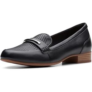 Clarks Mocassini da Donna con Tacco a Blocco, Pelle Nera, 42.5 EU Clarks Mocassini da Donna con Tacco a Blocco, Pelle Nera, 42.5 EU