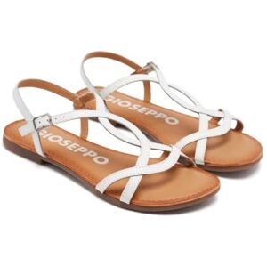 GIOSEPPO Sandali bianchi a strisce sottili da donna lamim, bianco, 40 EU GIOSEPPO Sandali bianchi a strisce sottili da donna lamim, bianco, 40 EU