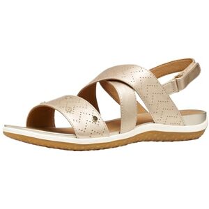 Geox Sandalo da donna D Vega B Flat Sandal, LT Gold, 35 EU Geox Sandalo da donna D Vega B Flat Sandal, LT Gold, 35 EU