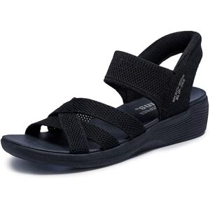 Skechers Women's Arya-Cooling Off Hands Free Slip-Ins Wedge Sandal, Black/Black, 5 Skechers Women's Arya-Cooling Off Hands Free Slip-Ins Wedge Sandal, Black/Black, 5