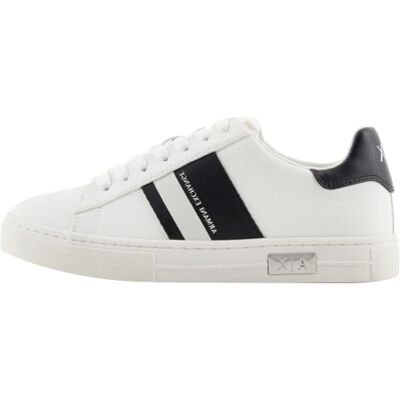 Armani Coppa Sole Mina, Back Tab with And Metal Logo Dettaglio On Side Sneaker, off White Black, 39.5 EU Armani Coppa Sole Mina, Back Tab with And Metal Logo Dettaglio On Side Sneaker, off White Black, 39.5 EU
