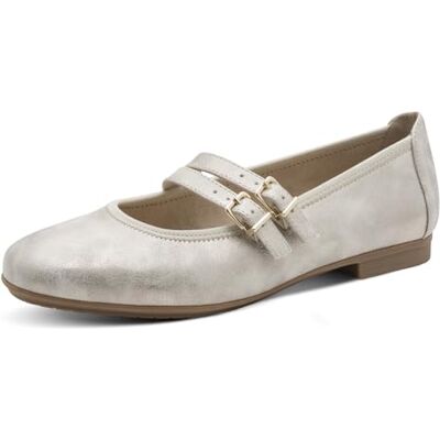 Jana Damen Ballerina Strap Vegan , Donna, Beige Oro, 42 EU Jana Damen Ballerina Strap Vegan , Donna, Beige Oro, 42 EU