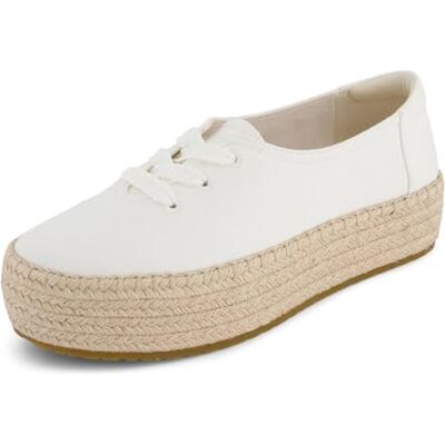 TOMS Women's Valencia Lace Up Espadrille, White Canvas, 38 EU TOMS Women's Valencia Lace Up Espadrille, White Canvas, 38 EU
