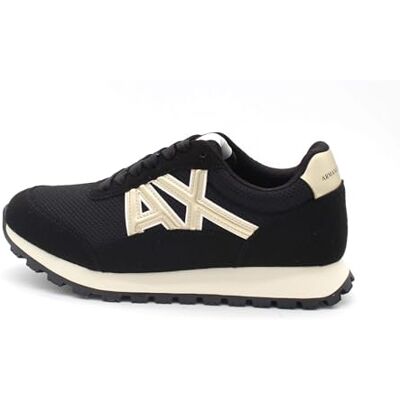 Armani Sneaker da Donna Essential, Drop, Microsuede Details, Black Pale Gold, 39.5 EU Armani Sneaker da Donna Essential, Drop, Microsuede Details, Black Pale Gold, 39.5 EU