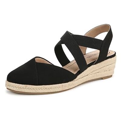 LifeStride Womens Kimball Espadrille Wedge Sandal Black Canvas 9 W LifeStride Womens Kimball Espadrille Wedge Sandal Black Canvas 9 W