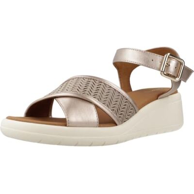Geox D MELICONIA G, Sandalo con Zeppa Donna, Champagne/Skin, 35 EU Geox D MELICONIA G, Sandalo con Zeppa Donna, Champagne/Skin, 35 EU