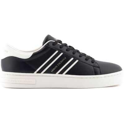 Armani London, Side Stripes, Color Contrast, Sneakers Uomo, Black off White, 42 EU Armani London, Side Stripes, Color Contrast, Sneakers Uomo, Black off White, 42 EU