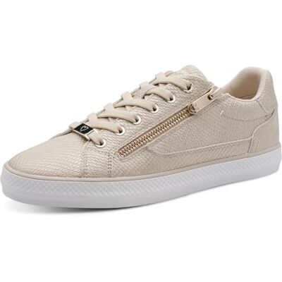 MARCO TOZZI Sneaker da donna allacciatura e cerniera Moderno, metallico (CHAMPAGNE), 39 EU MARCO TOZZI Sneaker da donna allacciatura e cerniera Moderno, metallico (CHAMPAGNE), 39 EU