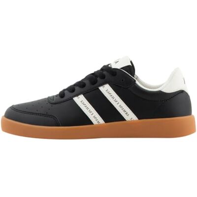 Armani Sneaker da Donna Berlino, con Logo Double Band, Bianco Black off, 38 EU Armani Sneaker da Donna Berlino, con Logo Double Band, Bianco Black off, 38 EU