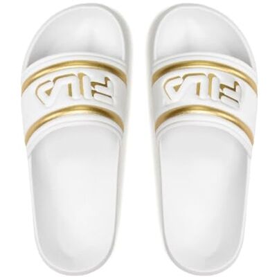 Fila Morro Bay Logo Slipper Wmn, Sandali scorrevoli Donna, White Gold, 38 EU Fila Morro Bay Logo Slipper Wmn, Sandali scorrevoli Donna, White Gold, 38 EU