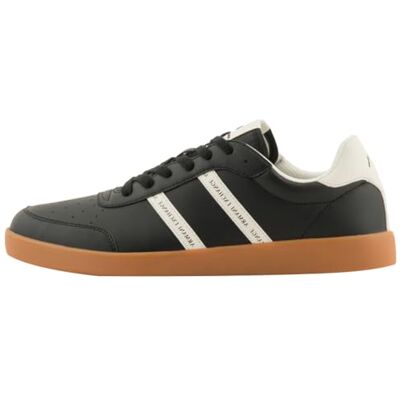 Armani Sneaker da Uomo Berlin, Double Stripes Logo, Bianco Black off, 39.5 EU Armani Sneaker da Uomo Berlin, Double Stripes Logo, Bianco Black off, 39.5 EU