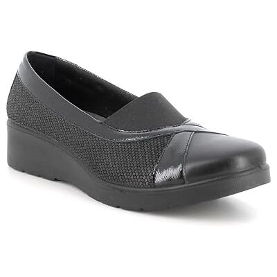 ENVAL SOFT Décolleté con Zeppa in Pelle da Donna Nero Laminato ENVAL SOFT Décolleté con Zeppa in Pelle da Donna Nero Laminato