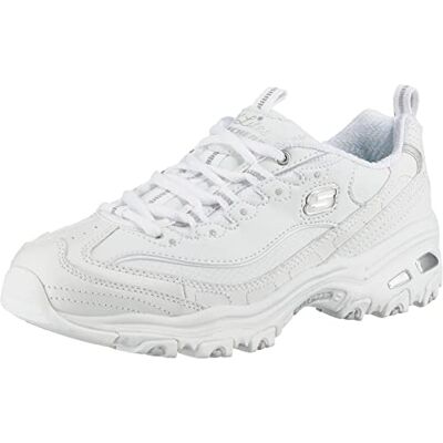 Skechers D'Lites Fresh Start, Scarpe Donna, White Leather Mesh Silver Trim L, 38.5 EU Skechers D'Lites Fresh Start, Scarpe Donna, White Leather Mesh Silver Trim L, 38.5 EU