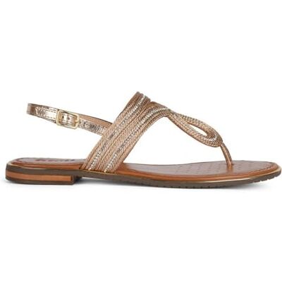 Geox Sandalo piatto da donna D Sozy Plus E, Dk Oro, 40 EU Geox Sandalo piatto da donna D Sozy Plus E, Dk Oro, 40 EU