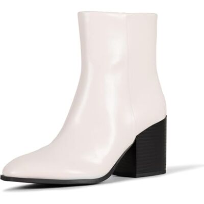 Amazon Essentials Stivaletti con tacco semplice Donna, Avorio, 37.5 EU Amazon Essentials Stivaletti con tacco semplice Donna, Avorio, 37.5 EU