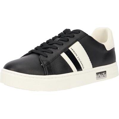 Armani Coppa Sole Mina, Back Tab with And Metal Logo Dettaglio On Side Sneaker, Bianco Black off, 36M EU Armani Coppa Sole Mina, Back Tab with And Metal Logo Dettaglio On Side Sneaker, Bianco Black off, 36M EU