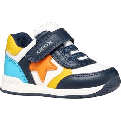 Geox B RISHON Boy A Sneaker, off White/Navy, 24 EU Geox B RISHON Boy A Sneaker, off White/Navy, 24 EU