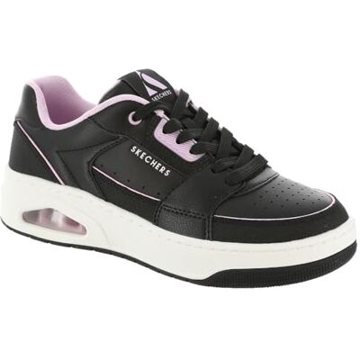 Skechers Uno Court, Sneaker Donna, Pelle Nera Rosa Duraleather Trim, 35.5 EU Skechers Uno Court, Sneaker Donna, Pelle Nera Rosa Duraleather Trim, 35.5 EU