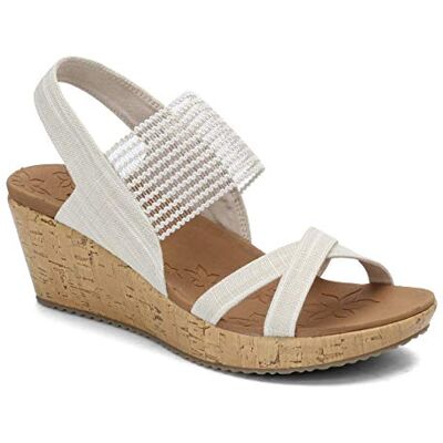 Skechers Beverlee High Tea, Sandali a Punta Aperta Donna, Beige Natural, 40 EU Skechers Beverlee High Tea, Sandali a Punta Aperta Donna, Beige Natural, 40 EU