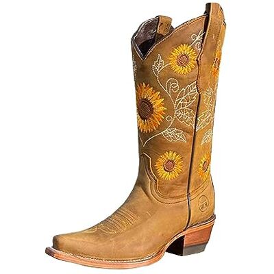 higyee Stivali Da Cowboy Western Da Donna Ricamati Girasole Con Tacco Alto Stivali Da Cowgirl Retrò A Metà Polpaccio higyee Stivali Da Cowboy Western Da Donna Ricamati Girasole Con Tacco Alto Stivali Da Cowgirl Retrò A Metà Polpaccio
