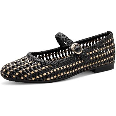 Jana Ballerina Strap Vegan Ballerine, Nero/Naturale, 38 EU Jana Ballerina Strap Vegan Ballerine, Nero/Naturale, 38 EU