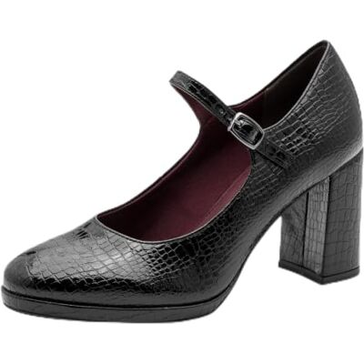Tamaris Decolleté da Donna con Tacco a Blocco, Nero (Black Croco), 36 Tamaris Decolleté da Donna con Tacco a Blocco, Nero (Black Croco), 36